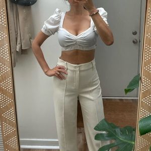 Zara White Puff Sleeve Crop Top